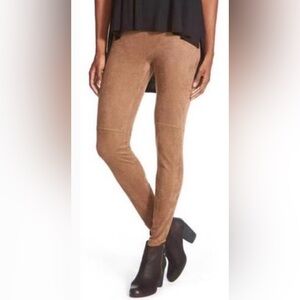 Lysse Faux Suede Foil Snake Print Leggings Brown Size Large